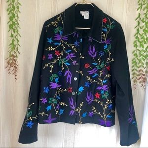 Vintage Surya Black Embroidered Beaded Jacket